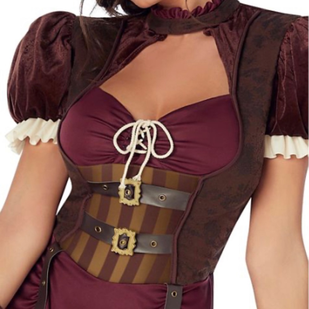 Adult Women Steampunk dress Costume. Hat included.